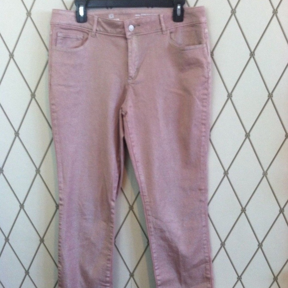 Plus CLAIBORNE Pink Metallic Straight Leg Jeans